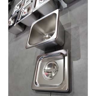 Combo 5 khay inox đựng thạch topping đựng thực phẩm vuông gn 1/6