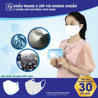 Khẩu trang vải 2 lớp kháng khuẩn chính hãng