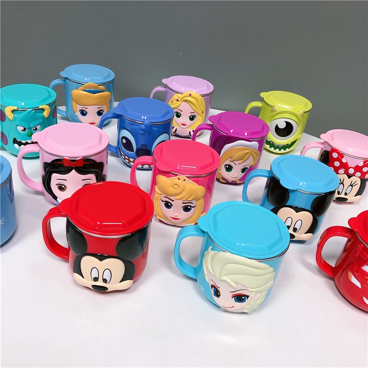 Ly inox giữ nhiệt 3D Disney hình nhân vật họa hình siêu xinh cho các bé gái và bé trai - 260ml