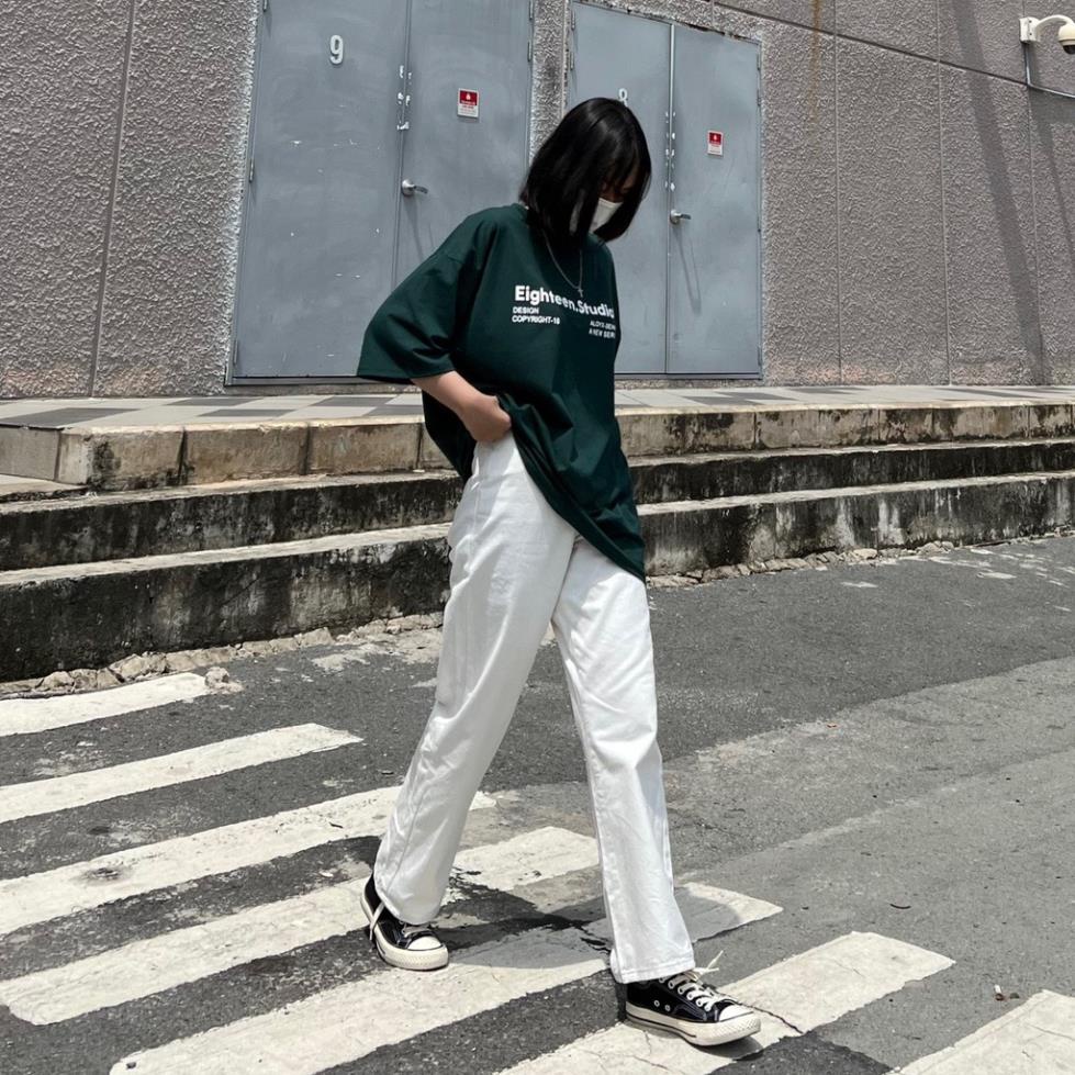 Áo Thun Xanh Lá EIGHTEEN Nam Nữ Ulzzang Unisex, Áo phông nữ dáng rộng Cocastore