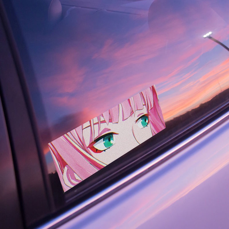 Two-dimensional Mắt Cảnh báo Nhãn dán JDM Hoạt hình Xe ô tô Cửa sổ Hình dán tiếng Nhật Vết xước Che đậy đề can