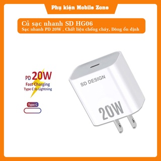 Củ sạc nhanh pd 20w chính hãng hg06 sạc nhanh an toàn cho điện thoại bảo hành 1 đổi 1