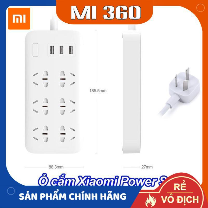 Ổ Cắm Điện Xiaomi Powerstrip 6 Holes 3 USB Chính Hãng