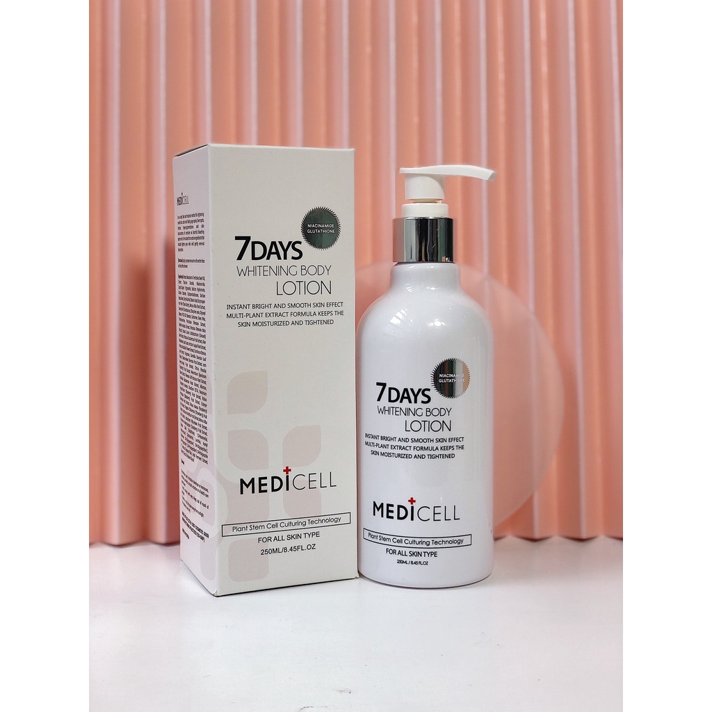 Kem dưỡng trắng da body, toàn thân, dưỡng thể trắng da Body 7days Medicell - Chai 250ml