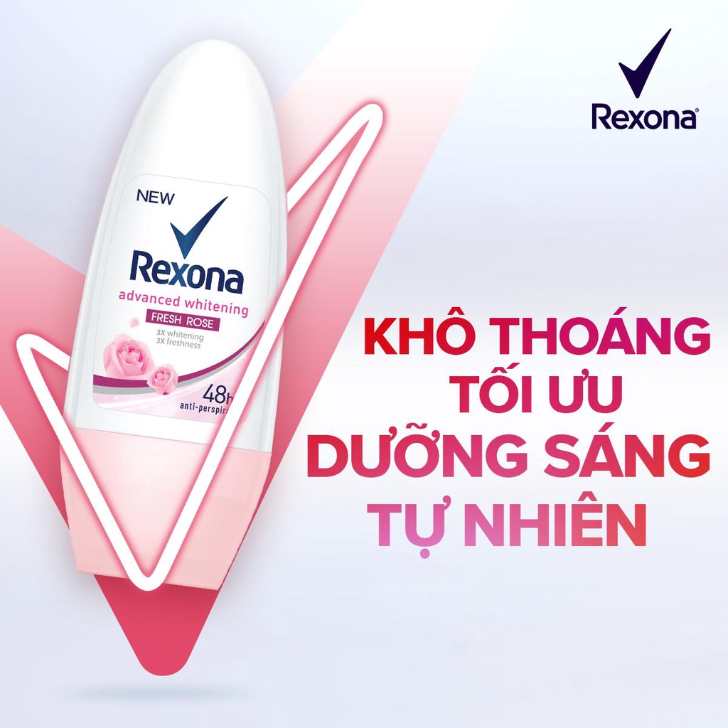 Lăn Khử Mùi Rexona dưỡng sáng tự nhiên, khô thoáng tối ưu dành cho nữ 50 ml