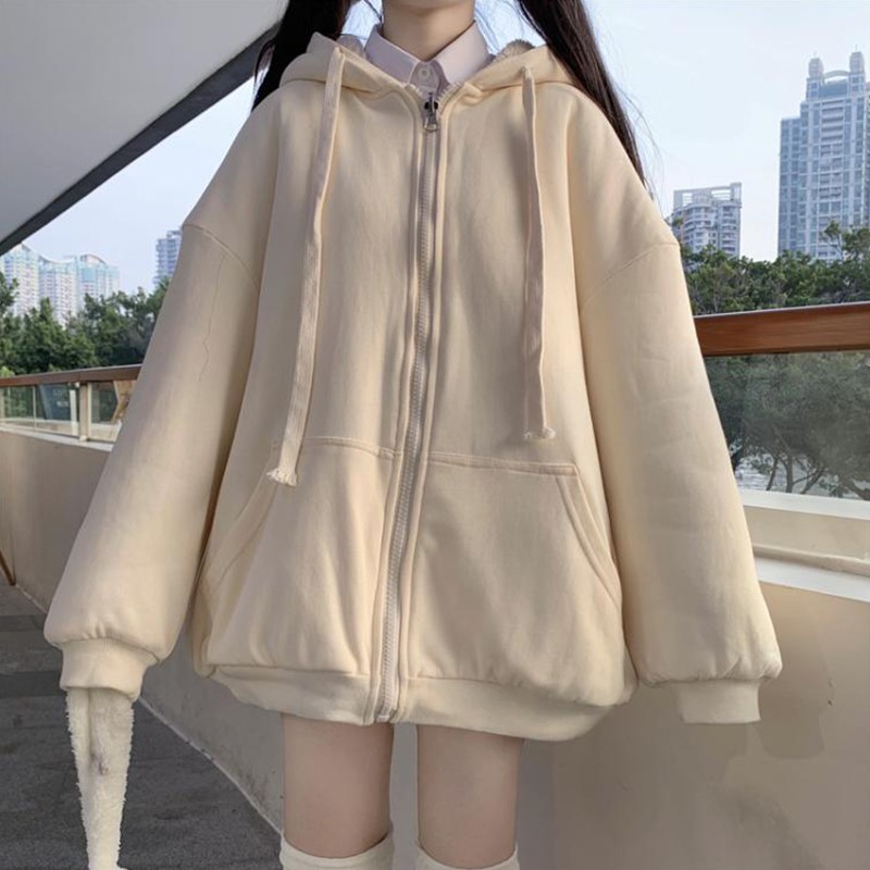 Áo Khoác Hoodie Vải Cashmere Ấm Áp Thời Trang Thu Đông Cho Nữ