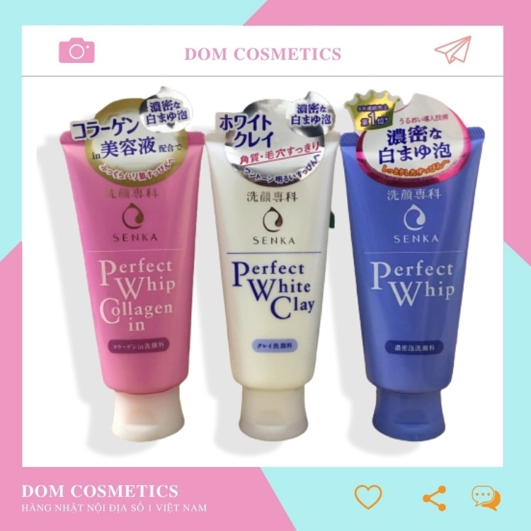 Sữa rửa mặt Shiseido Senka Perfect Whip Collagen in 120g Nội Địa Nhật