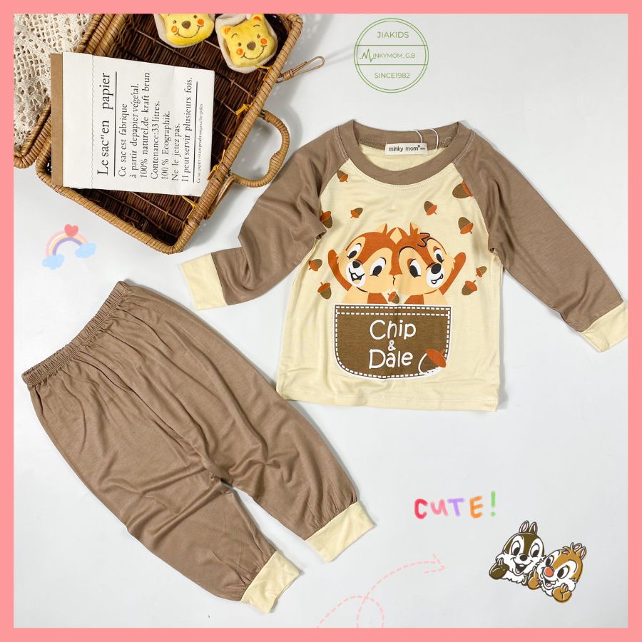 Bộ Thun Lạnh Dài Tay Cho Bé Trai Bé Gái 8-27kg -TD-IN53 In hình Động Vật Dễ Thương Chất Vải Thoáng Mát