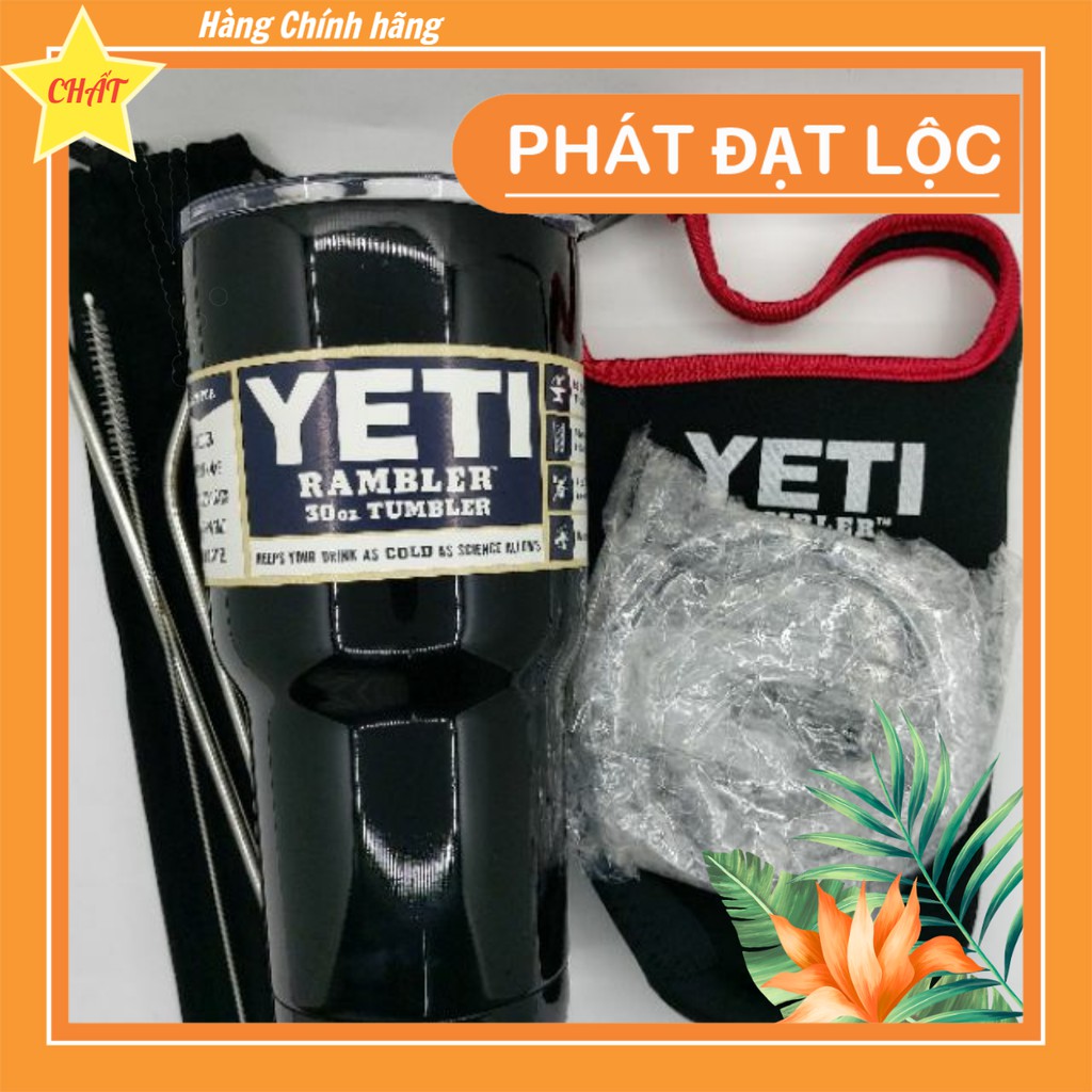 Ly giữ nhiệt YETI -  Phát Đạt Lộc ( GIỮ LẠNH LÂU  làm bằng inox 304 kèm túi đựng , ống hút - Không đổ mồ hôi