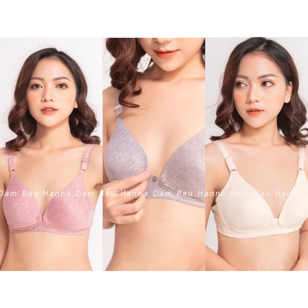 [HANNA] Áo ngực bầu cho con bú áo lót không gọng mút nhẹ giá rẻ vòng lưng rộng cho các bầu thân tròn mặc quả gọn