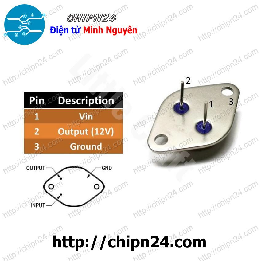 [1 CON] IC LM78H12K TO-3 (LM78H12 78H12 7812 IC nguồn 12V 5A)