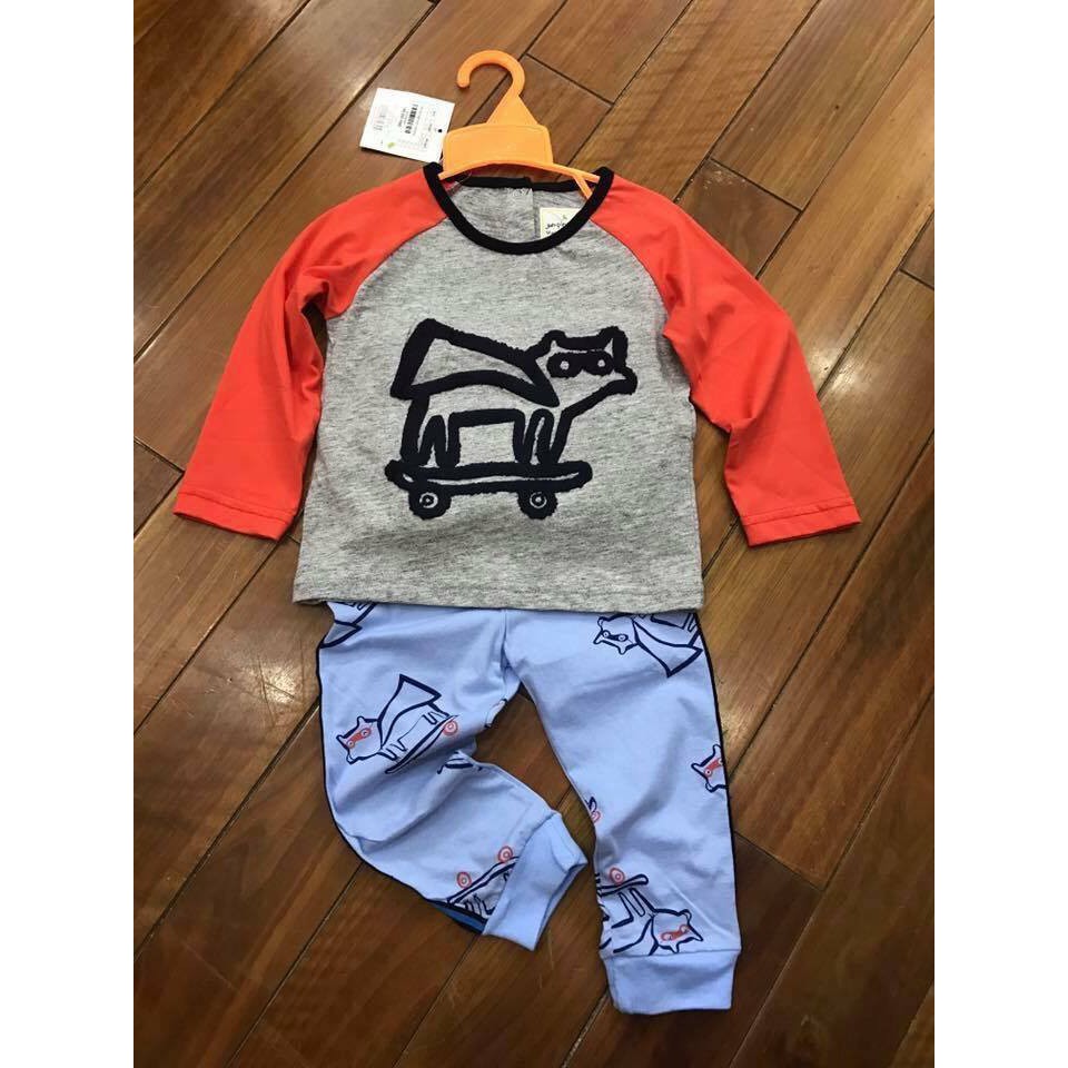 Bộ Quần Áo Cotton Họa Tiết Cáo Cho Bé Trai, Bé Gái Tay Cam 2-7 tuổi - JUMPING BEANS Official Store