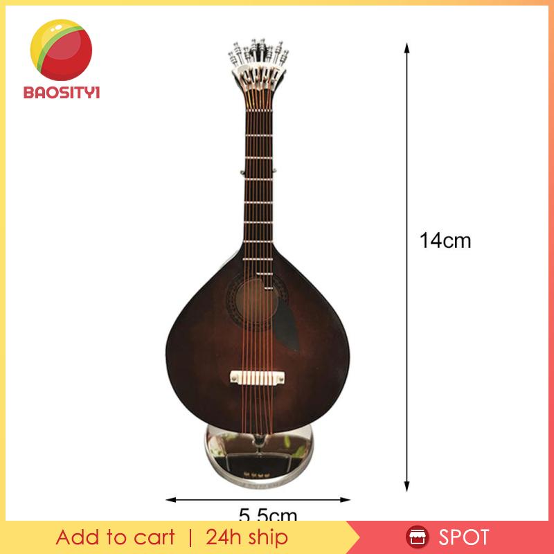 [Baosity1] Mô Hình Đàn Ghita Bằng Gỗ Có Giá Đỡ Trang Trí Sinh Nhật Màu Nâu