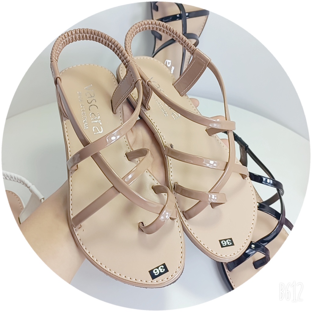 xăng đan đế bằng xỏ ngón giày sandal nữ quai hậu đi học 3 màu đen trắng nâu Minhtuyetshoes