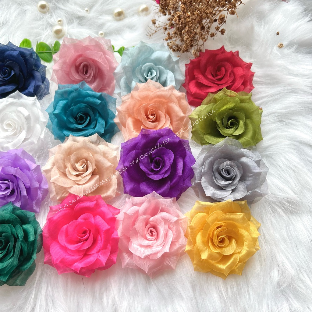 Hoa hồng cài áo, hoa handmade cao cấp hoa cài áo váy phụ kiện ghim cài đẹp - TEA005