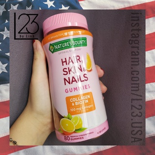 ✨ Kẹo tóc da móng cam ✨ Nature’s Bounty Hair, Skin, Nails Biotin Collagen 80 viên hàng Mỹ