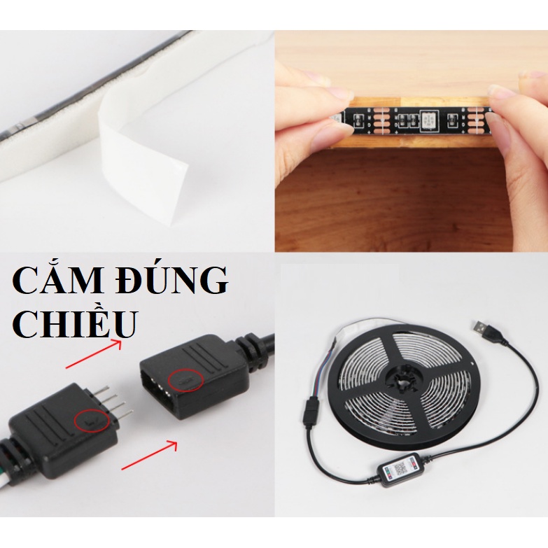 Đèn led dải đèn led trang trí tủ bếp tủ quần áo quầy bar âm trần vách ngăn thạch cao 16 triệu màu RGB nguồn USB 5V