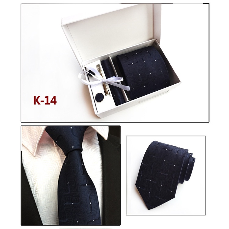Bộ Cà Vạt + Khăn Quàng Cổ + Túi Xách Hình Vuông Nhỏ 8cm Thời Trang Cho Nam