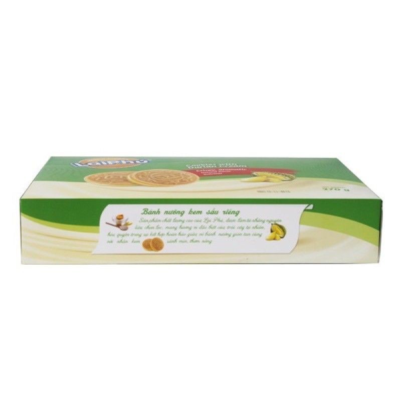 ⚡Ăn là ghiền⚡ Bánh Cookies Lai Phú kẹp kem vị sầu riêng hộp 270g