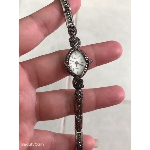 đồng hồ bạc đúc 925 nữ hiệu lamue quartz