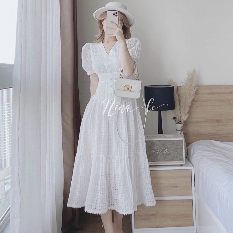 Đầm Maxi Trắng Xô Nút Bọc Đuôi Cá 🦋FREESHIP🦋 Váy Xoè Đuôi Cá Siêu Siêu Xinh