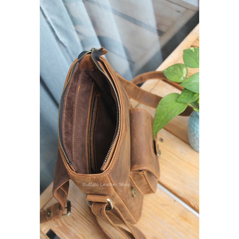 Túi Đeo Chéo Da bò Buffalo Leather BF101 - Da Sáp ngựa điên