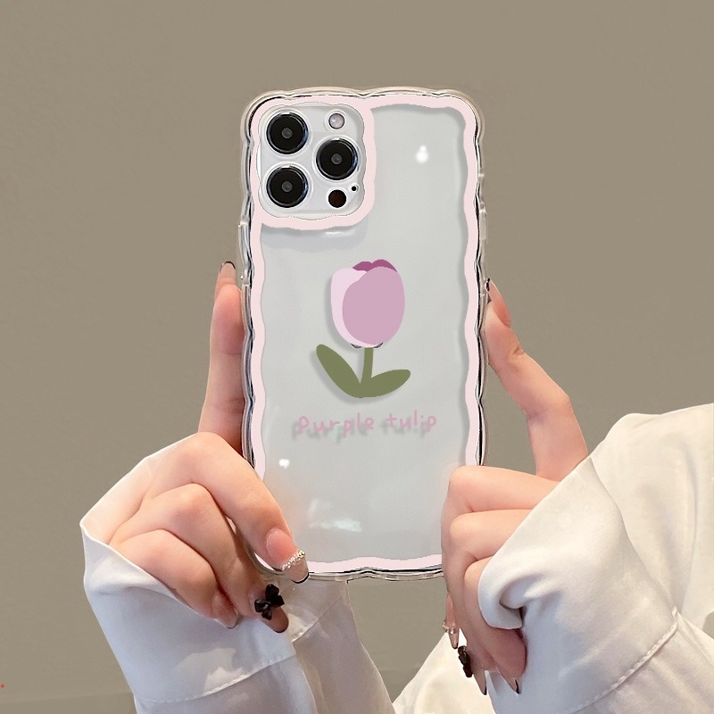 Ốp Điện Thoại Mềm Trong Suốt Họa Tiết Hoa Tulip Cho iPhone 11 12 13 Pro MAX X XR XS MAX 12Pro 6 7 8 Plus