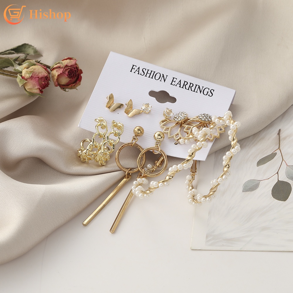 Set 5/6/9/17 cặp khuyên tai thời trang nữ