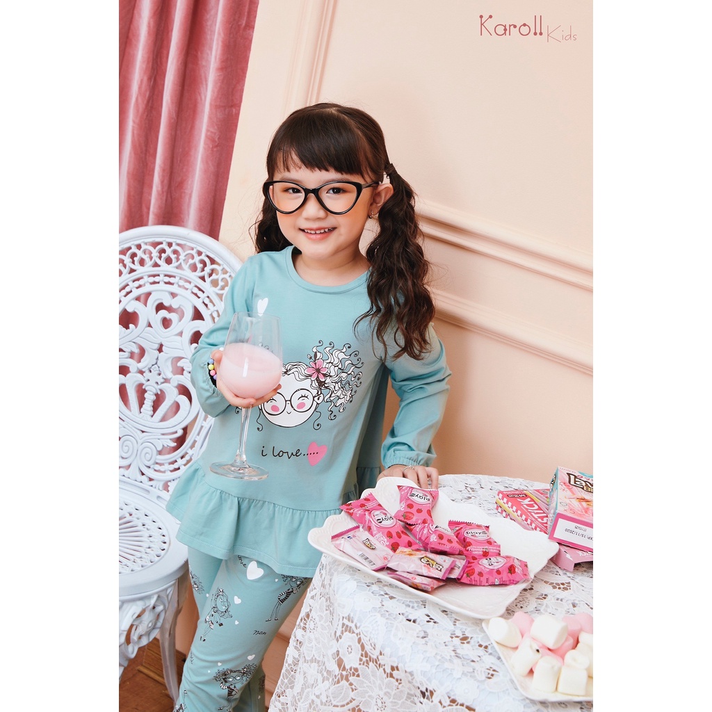 Đồ bộ bé nữ mặc nhà Jcvcoll - Karoll K20.56 bộ kid cotton