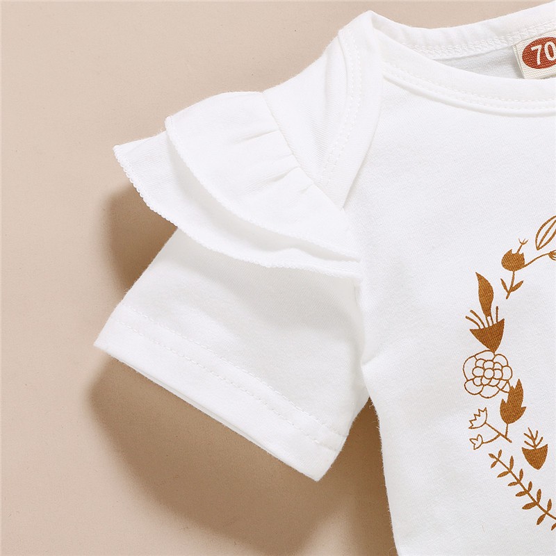 Mikrdoo Bộ 3 Món Áo Liền Quần Tay Ngắn In Chữ + Băng Đô Dễ Thương Thời Trang Mùa Hè Cho Bé Sơ Sinh