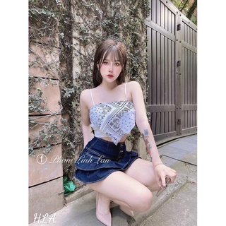 Chân váy jean bèo tầng