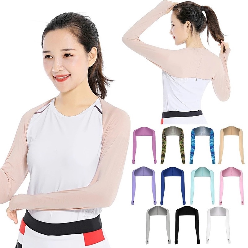 Găng Cánh Tay Polyester Màu Trơn Chống Nắng Tiện Dụng Cho Nữ