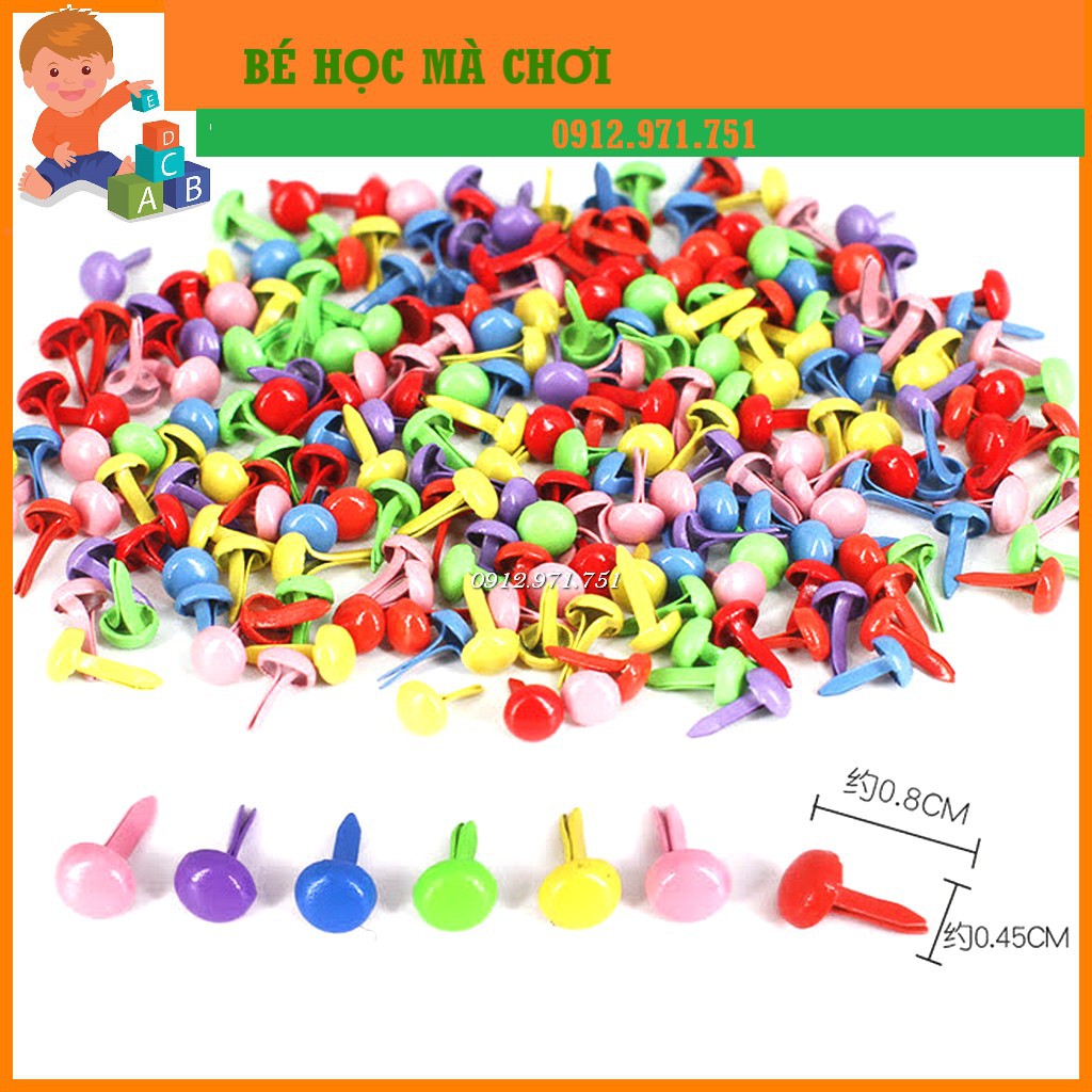 Set 100 đinh cánh phượng/ đinh ghim 2 chân làm học liệu, con rối