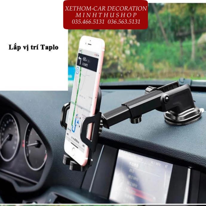 Giá đỡ điện thoại Rundong trên ô tô, kẹp điện thoại ô tô cao cấp xoay 360 đế hút chân không kết hợp keo dính chắc chắn