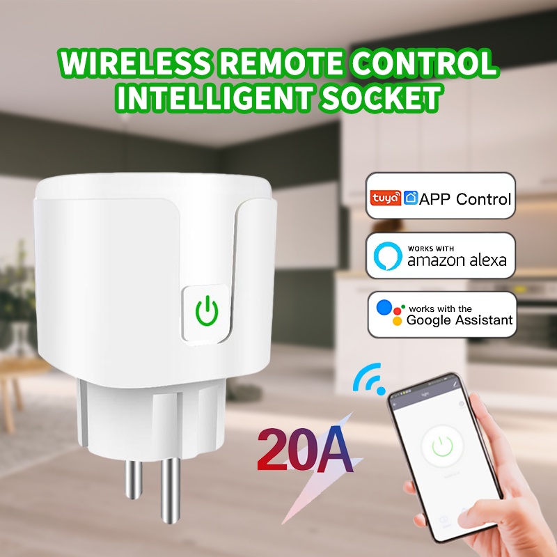 Ổ Cắm Điều Khiển Từ Xa Không Dây Bluetooth Wifi Phích Cắm Eu 20a Ổ Cắm Hẹn Giờ Thông Minh Ổ Cắm Điện Thông Minh Máy Tính Chống Cháy Gia Đình Eu Điều Khiển Bằng Giọng Nói