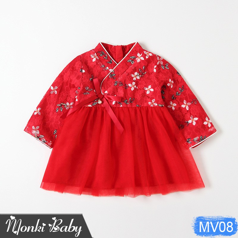 SALE TẾT - Đầm Hanbok cách điệu đỏ IDEA xinh xắn cho bé gái, size nhỏ từ 7kg, chất đẹp dày dặn, màu tươi sáng | MV08