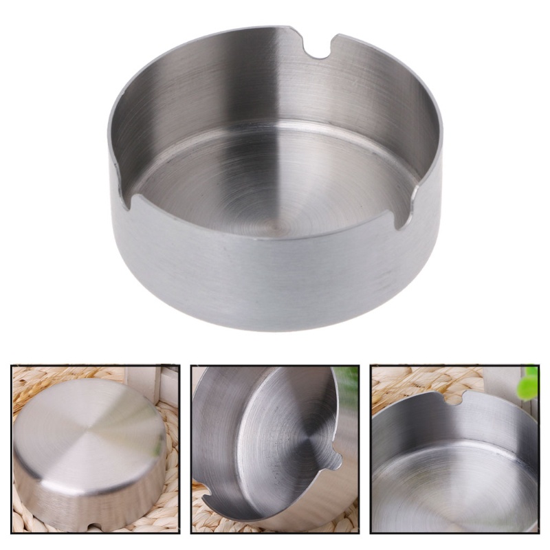 Khay đựng gạt tàn thuốc bằng thép không gỉ hình tròn thiết kế tiện dụng
