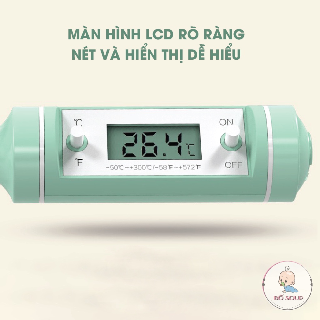 Nhiệt kế đo nước pha sữa, đo nhiệt độ nước, thức ăn chính xác sang trọng Shop Bố Soup