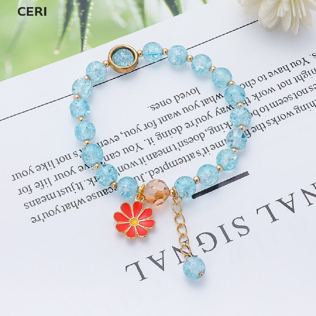 Vòng Tay Đính Đá Pha Lê Màu Hồng Họa Tiết Hoa Cúc Dễ Thương Thời Trang Cho Nữ