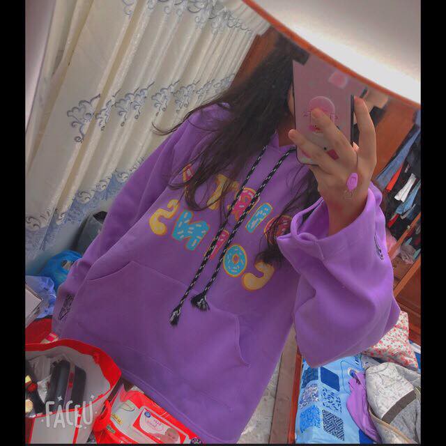 ÁO HOODIE TÍM DONUT