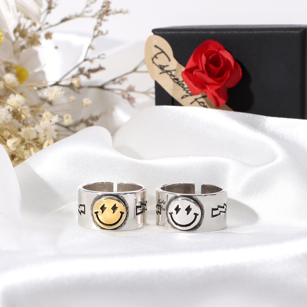 Set 1 / 2 Nhẫn Hở Hình Mặt Cười Dễ Điều Chỉnh
