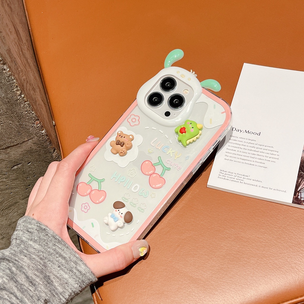 Ốp Điện Thoại TPU Dẻo Trong Suốt Họa Tiết Hoạt Hình Tai Chó 3D Dễ Thương Cho iphone 13 12 11 Pro XS Max XR