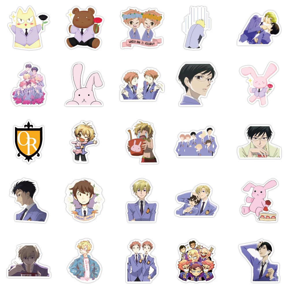 Y&P| Hình Dán Chống Nước Ouran High School Host Club Nhật Bản Anime Mũ Bảo Hiểm Máy Tính Xách Tay Hành Lý Dán Thiết Lập, 100 tờ
