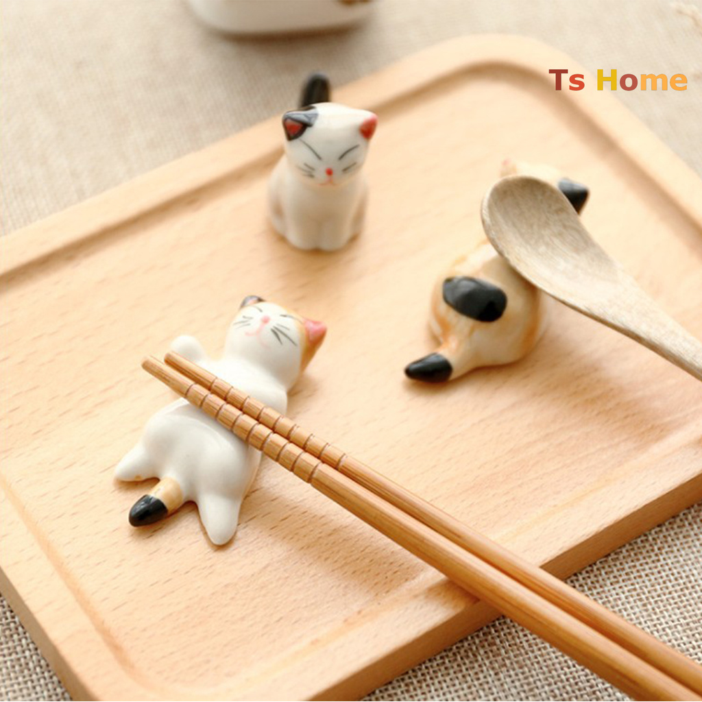 Đồ Gác Đũa Hình Mèo Hoạt Hình Bằng Sứ