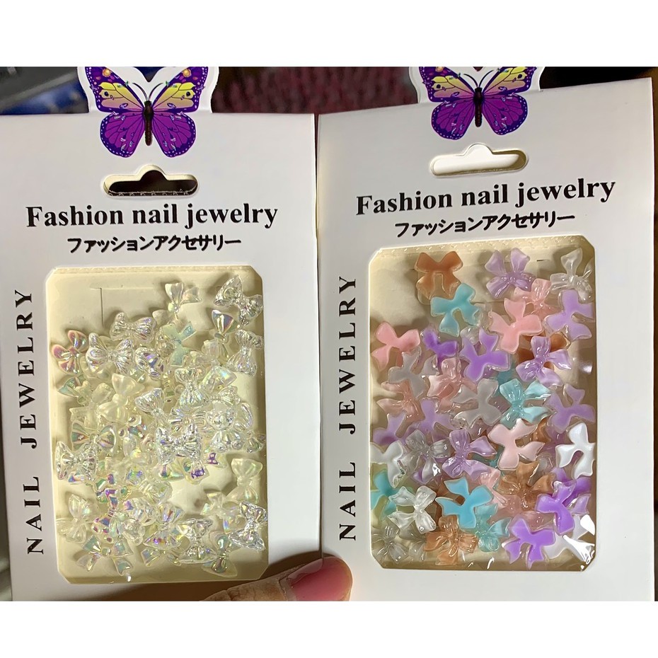 Charm nơ nhún nail đính móng