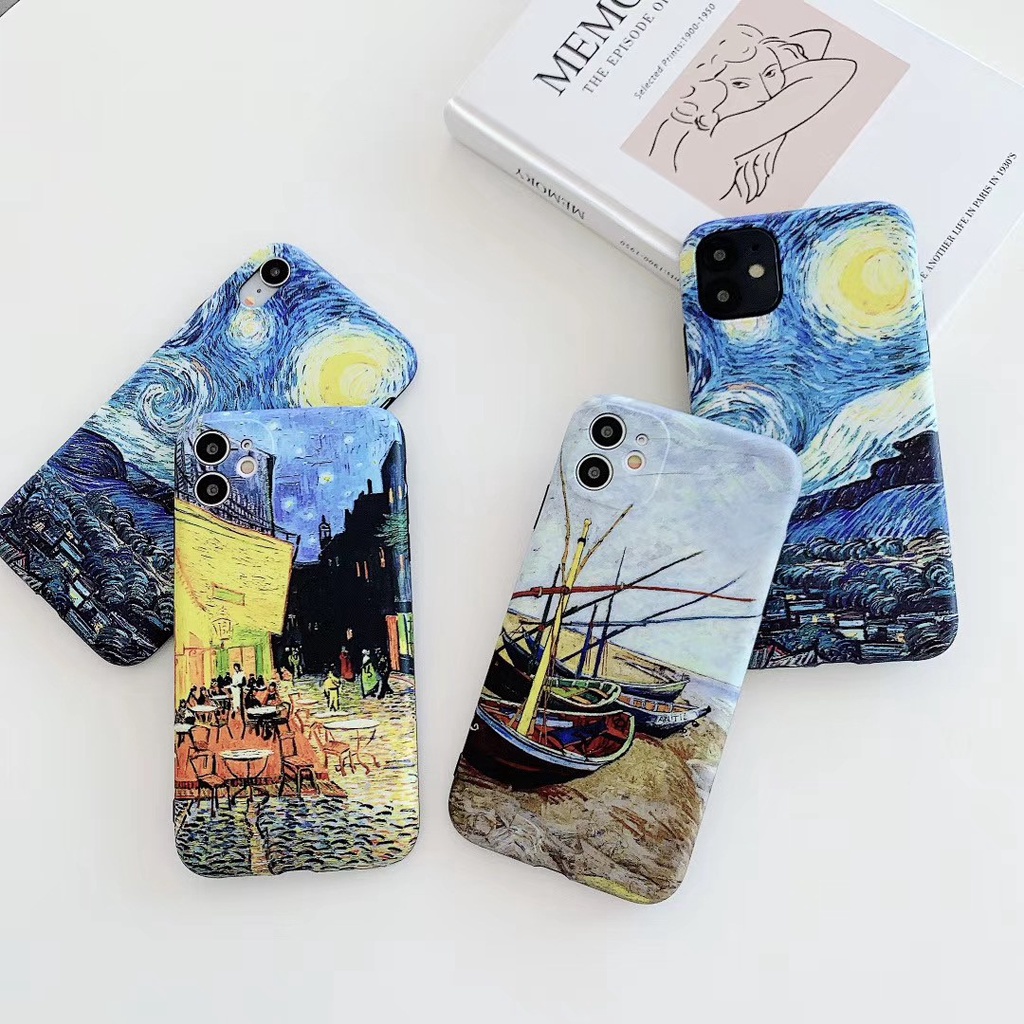 Ốp điện thoại IMD hình tranh sơn dầu Van Gogh cho iPhone7Plus/8plus iphoneX/XSMAX iphone11 12 13 Pro Max