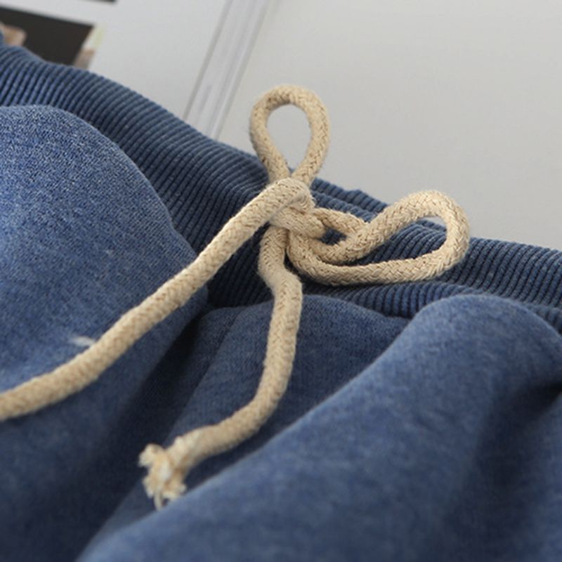 Xiangbao Quần Dài Giả Da Cừu Dày Dặn Lưng Cao Phối Dây Rút Co Giãn Thời Trang Mùa Đông Cho