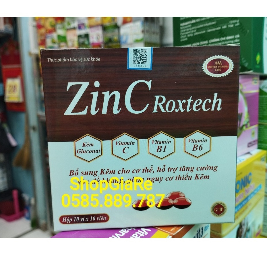Zinc Roxtech bổ sung kẽm, hỗ trợ ăn ngon, tăng cường sức khỏe, tăng sức đề kháng, miễn dịch chống còi xương t
