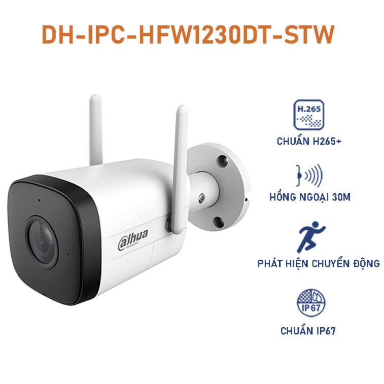 Camera IP WIFI Dahua  DH - IPC - HFW1230DT - STW 1080P 2MP Ngoài trời - Hồng ngoại ban đêm