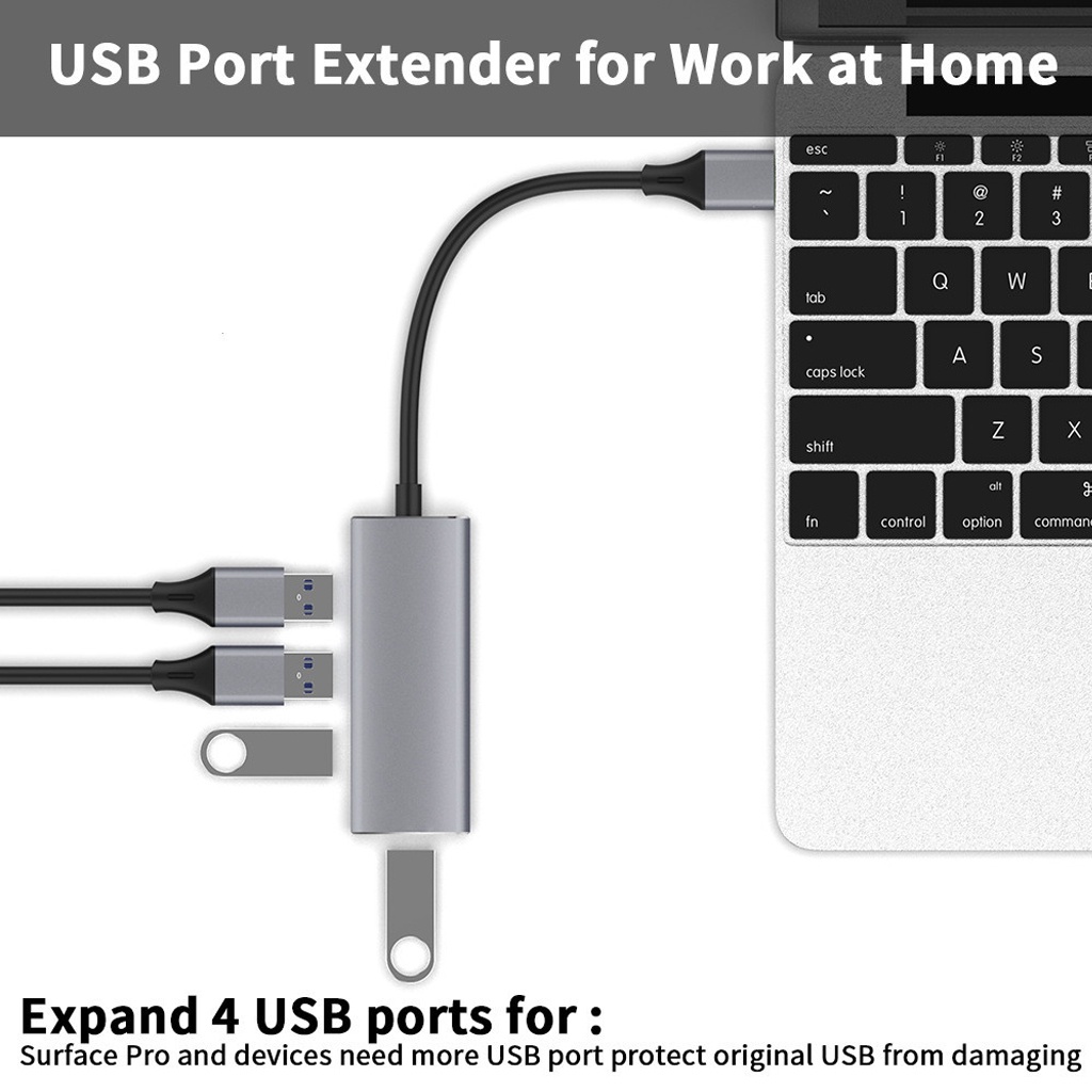 Cáp chuyển đổi usb type c sang hub usb 3.0 4 cổng - HUB USB Type c to 4 Port USB - Hàng Chính Hãng -4670